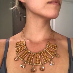 Swarovski Crystal gold lattice bib necklace